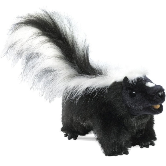 Folkmanis Realistic Plush Black and White Skunk Animal Plush Hand Puppet Toy - Picture 1 of 11